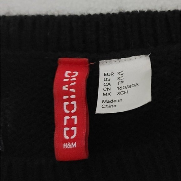 H&M Oversized Sweater Knit Colorblock Ombre Red Black xs - Picture 9 of 10